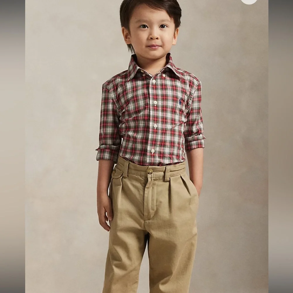 Ralph Lauren Boys' Plaid Cotton Poplin Shirt Toddler Boy 5